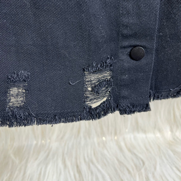 Whiskey Grade Womens Dynomite Denim Skirt Black Distressed Button Fly L New - Picture 3 of 7